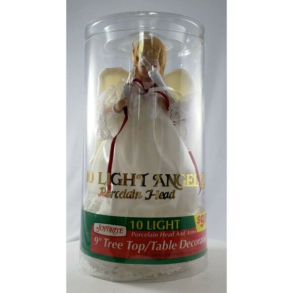 Vintage Joy Brite 10 Light Angel 9" Tree Top Table Decoration Porcelain Head - Picture 2 of 12